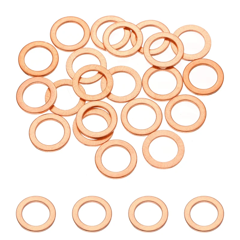 32 Pcs M8 Flat Washer, 8mm ID 12mm OD 1mm Thickness Copper Sealing Ring