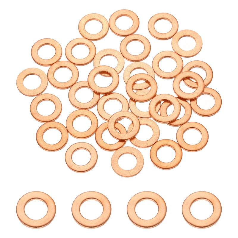 32 Pcs M8 Flat Washer, 8mm ID 14mm OD 1.5mm Thickness Copper Sealing Ring