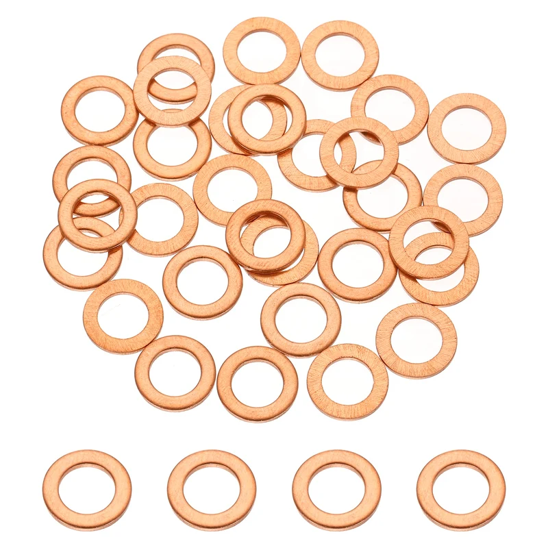 32 Pcs M6 Flat Washer, 6mm ID 10mm OD 1mm Thickness Copper Sealing Ring