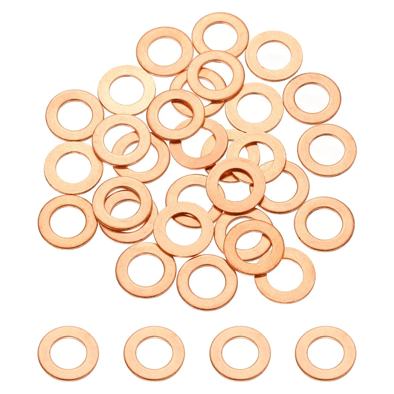 32 Pcs M8 Flat Washer, 8mm ID 14mm OD 1mm Thickness Copper Sealing Ring