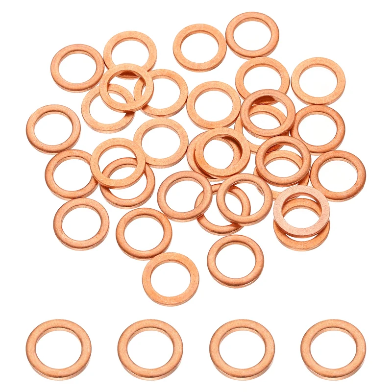 32 Pcs M8 Flat Washer, 8mm ID 12mm OD 1.5mm Thickness Copper Sealing Ring