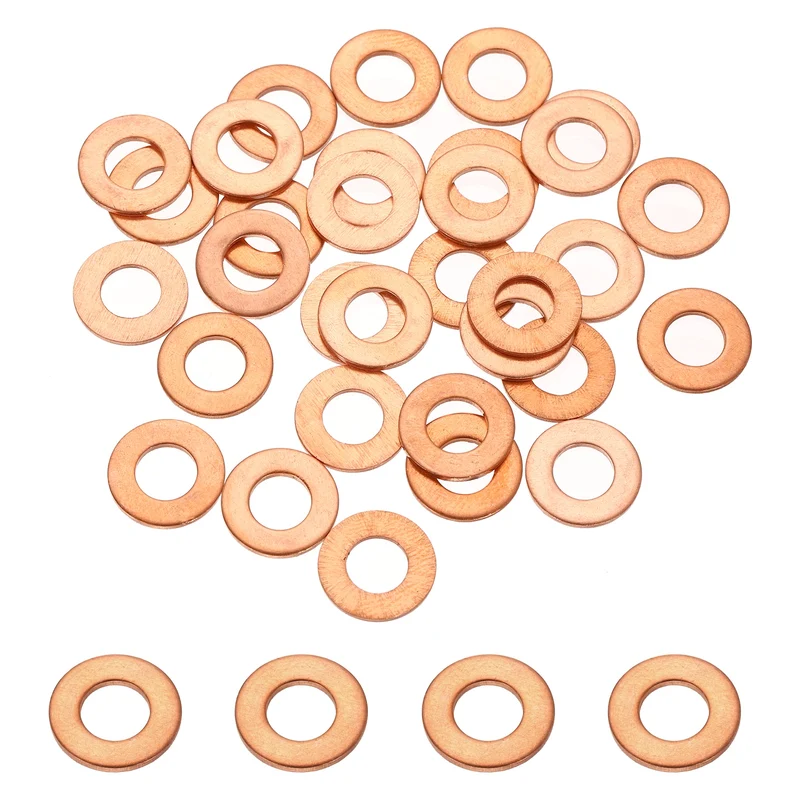 32 Pcs M6 Flat Washer, 6mm ID 12mm OD 1mm Thickness Copper Sealing Ring