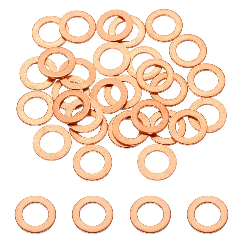 32 Pcs M8 Flat Washer, 8mm ID 13mm OD 1mm Thickness Copper Sealing Ring