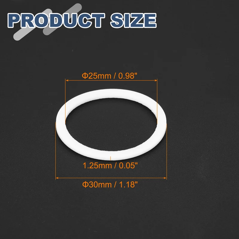M25 PTFE Flat Washer, 60 Pcs 25x30x1.25mm O-Ring Sealing Gasket, White