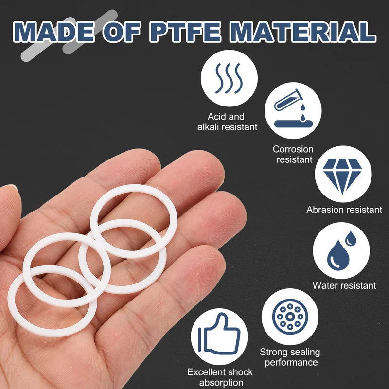 M25 PTFE Flat Washer, 60 Pcs 25x30x1.25mm O-Ring Sealing Gasket, White