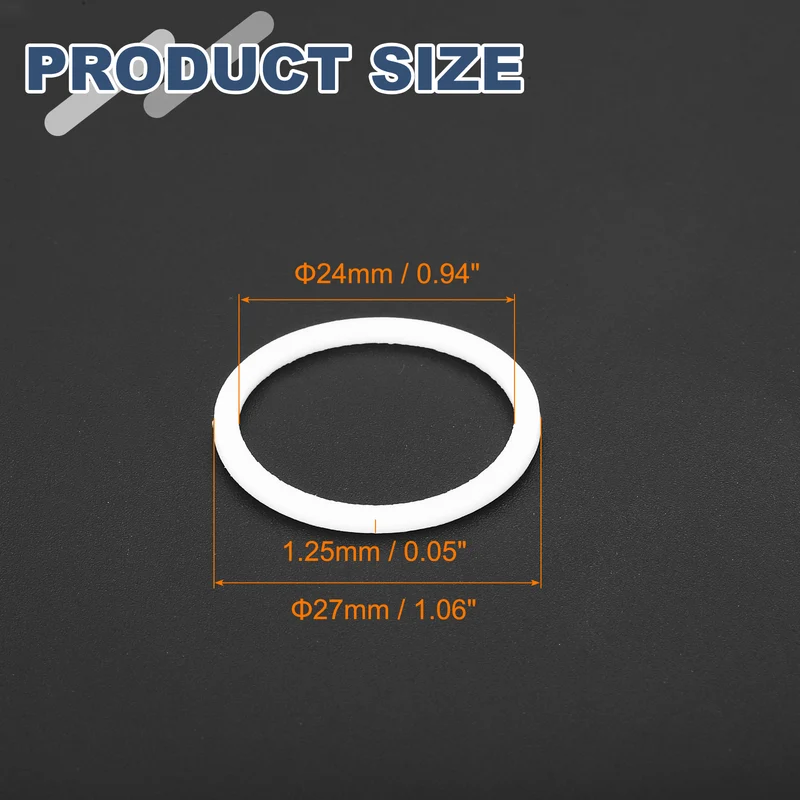 M24 PTFE Flat Washer, 60 Pcs 24x27x1.25mm O-Ring Sealing Gasket, White