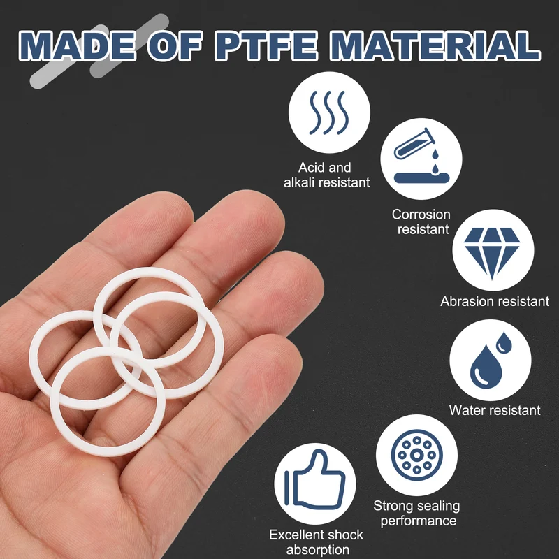 M24 PTFE Flat Washer, 60 Pcs 24x27x1.25mm O-Ring Sealing Gasket, White