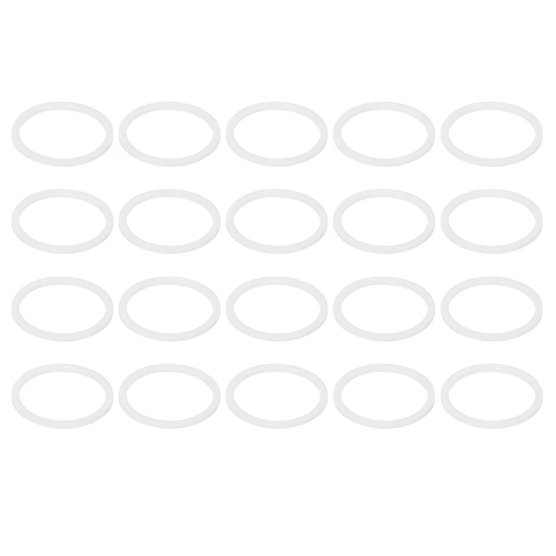 M22 PTFE Flat Washer, 60 Pcs 22x26x1.25mm O-Ring Sealing Gasket, White