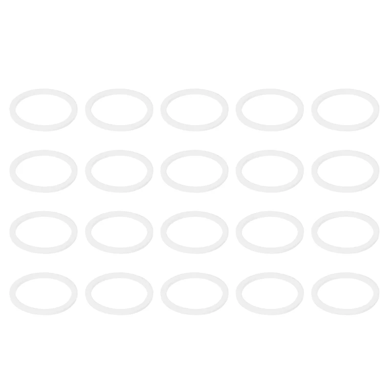 M21 PTFE Flat Washer, 60 Pcs 21x25x1.25mm O-Ring Sealing Gasket, White