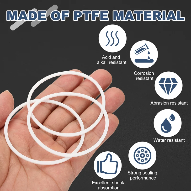 M58 PTFE Flat Washer, 10 Pcs 58x63x1.5mm O-Ring Sealing Gasket, White