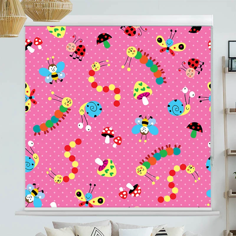 Kassettenrollo Motiv "Raupen und Schmetterlinge" | bis B 420 x H 420 cm
