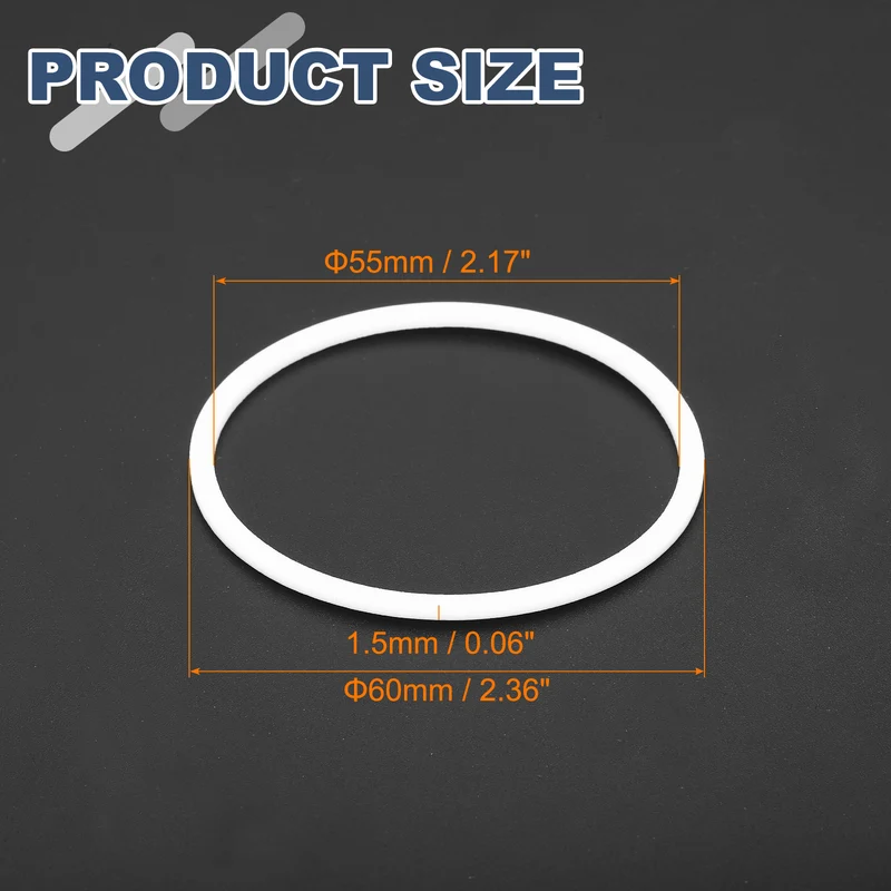 M55 PTFE Flat Washer, 10 Pcs 55x60x1.5mm O-Ring Sealing Gasket, White