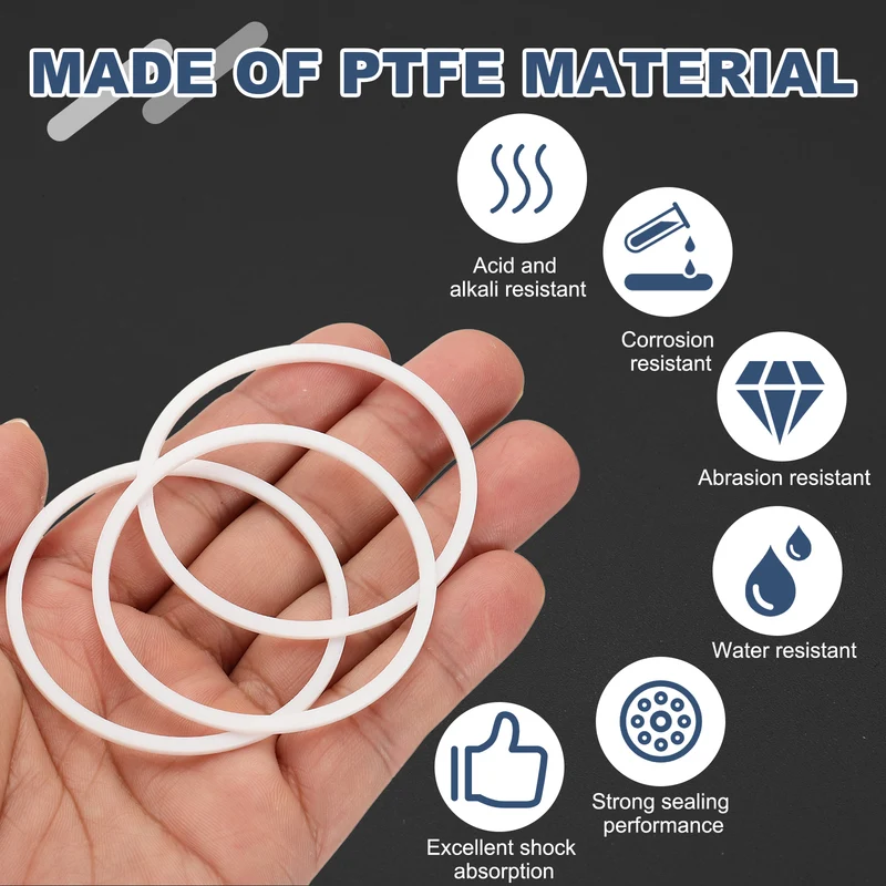 M55 PTFE Flat Washer, 10 Pcs 55x60x1.5mm O-Ring Sealing Gasket, White