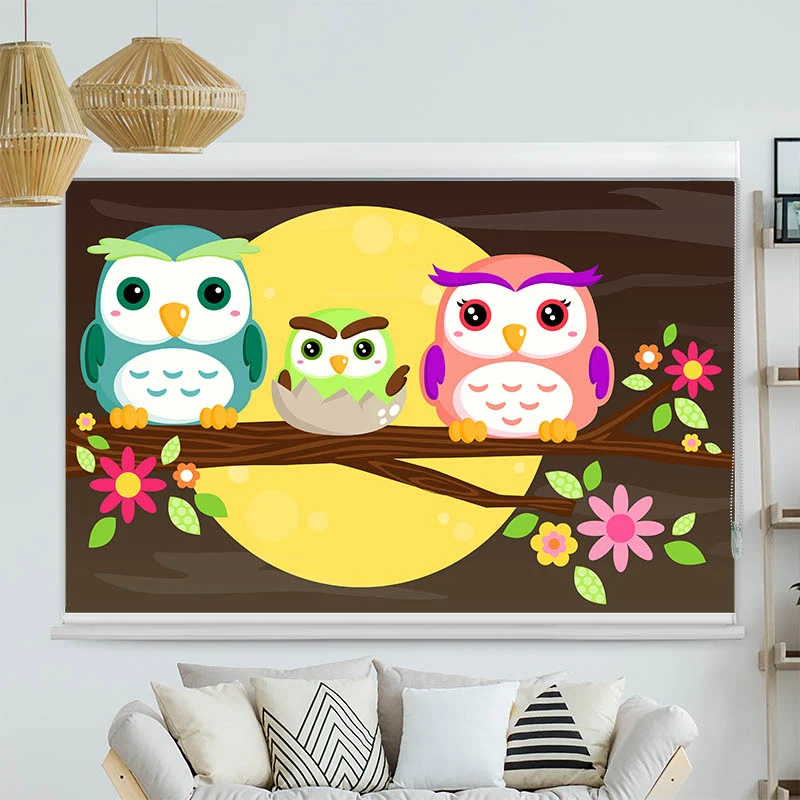 Kassettenrollo Motiv "Eulen" | bis B 420 x H 420 cm