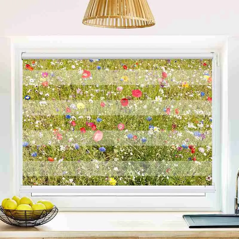 Klemmfix Doppelrollo "Wiese mit Wildblumen" | Klemm Doppelrollo