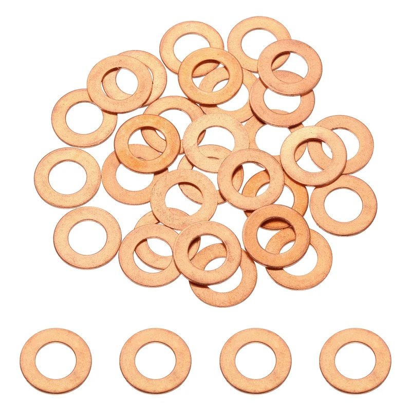 56 Pcs M10 Flat Washer, 10mm ID 18mm OD 1mm Thickness Copper Sealing Ring