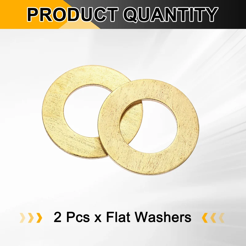 M30x54x3mm Flat Washer, 2PCS Brass Automotive Drain Plug Gasket, Golden