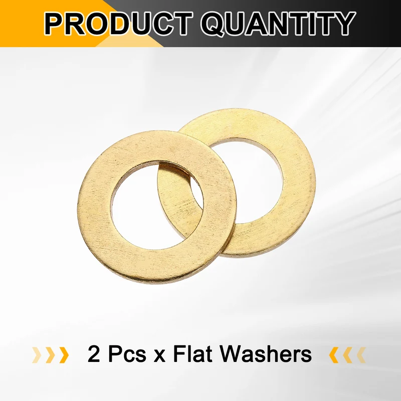 M22x39x3mm Flat Washer, 2PCS Brass Automotive Drain Plug Gasket, Golden