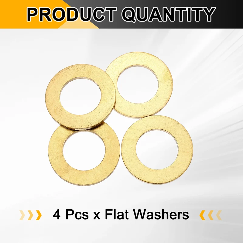 M20x36x2mm Flat Washer, 4PCS Brass Automotive Drain Plug Gasket, Golden