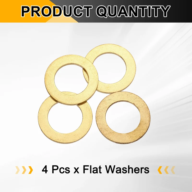 M20x32x2mm Flat Washer, 4PCS Brass Automotive Drain Plug Gasket, Golden