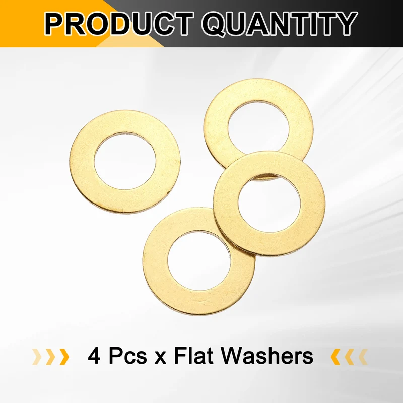 M18x34x2mm Flat Washer, 4PCS Brass Automotive Drain Plug Gasket, Golden