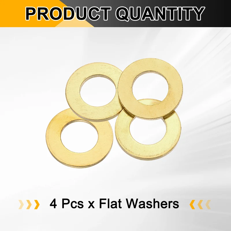 M16x30x3mm Flat Washer, 4PCS Brass Automotive Drain Plug Gasket, Golden