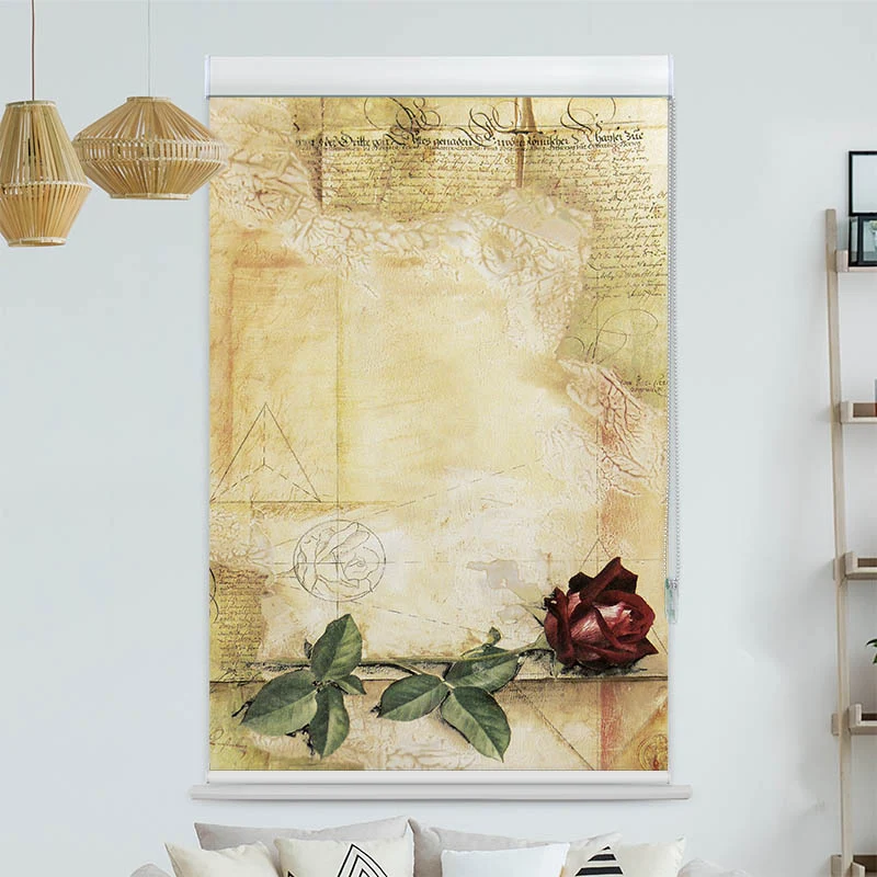 Kassettenrollo Motiv "Retro Rose" | bis B 420 x H 420 cm