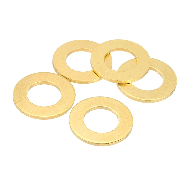 Flat Washers, (M18x34x2mm, Golden) (5 Pcs), Brass Sealing Gasket Rings