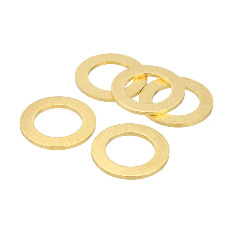 Flat Washers, (M20x32x2mm, Golden) (5 Pcs), Brass Sealing Gasket Rings