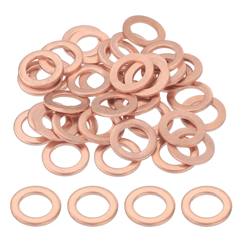 42pcs Copper Flat Washers M12x18x1.5mm Sealing Ring Plug Gaskets