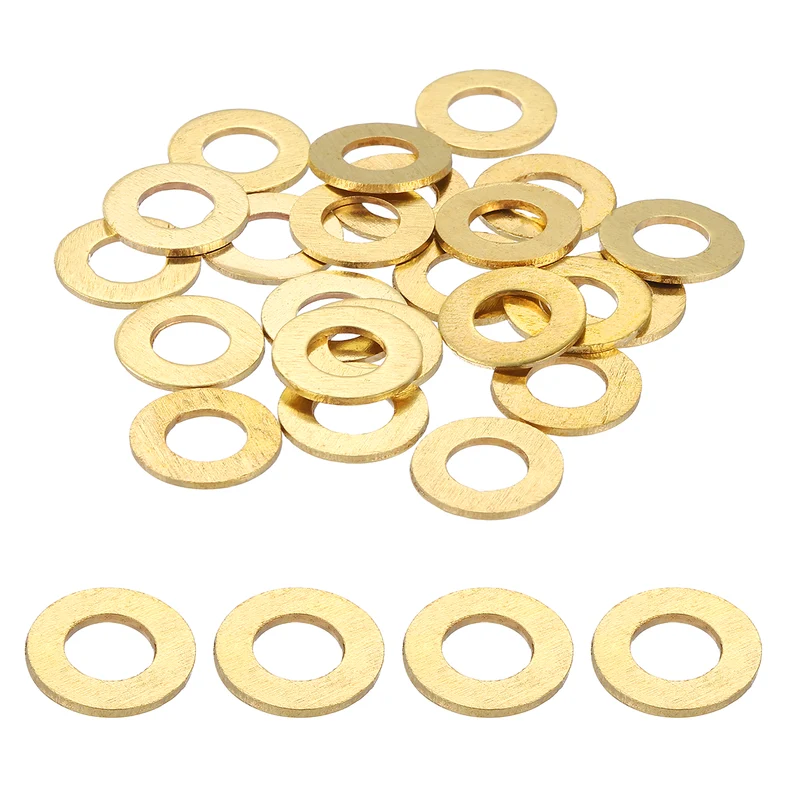 Flat Washers, (M6x12x1.2mm, Golden) (32 Pcs), Brass Sealing Gasket Rings