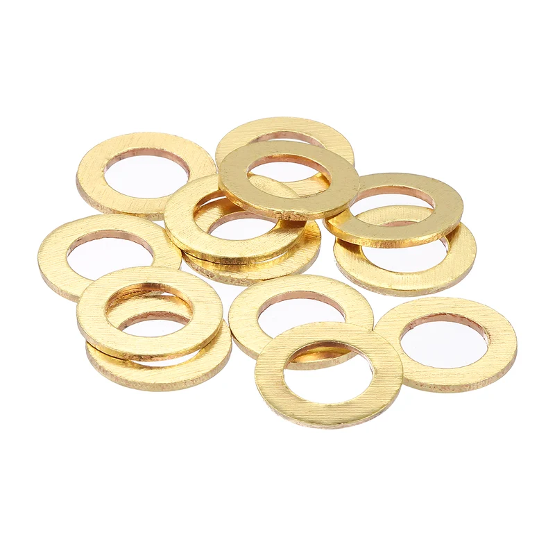 Flat Washers, (M8x14x1.5mm, Golden) (16 Pcs), Brass Sealing Gasket Rings