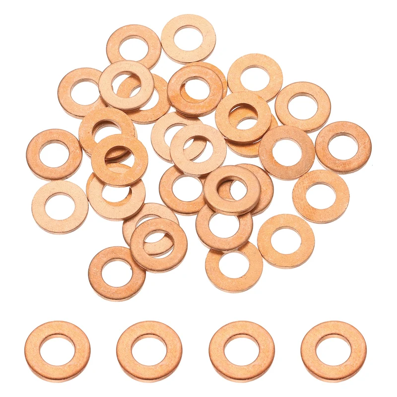 32 Pcs M6 Flat Washer, 6mm ID 12mm OD 1.5mm Thickness Copper Sealing Ring