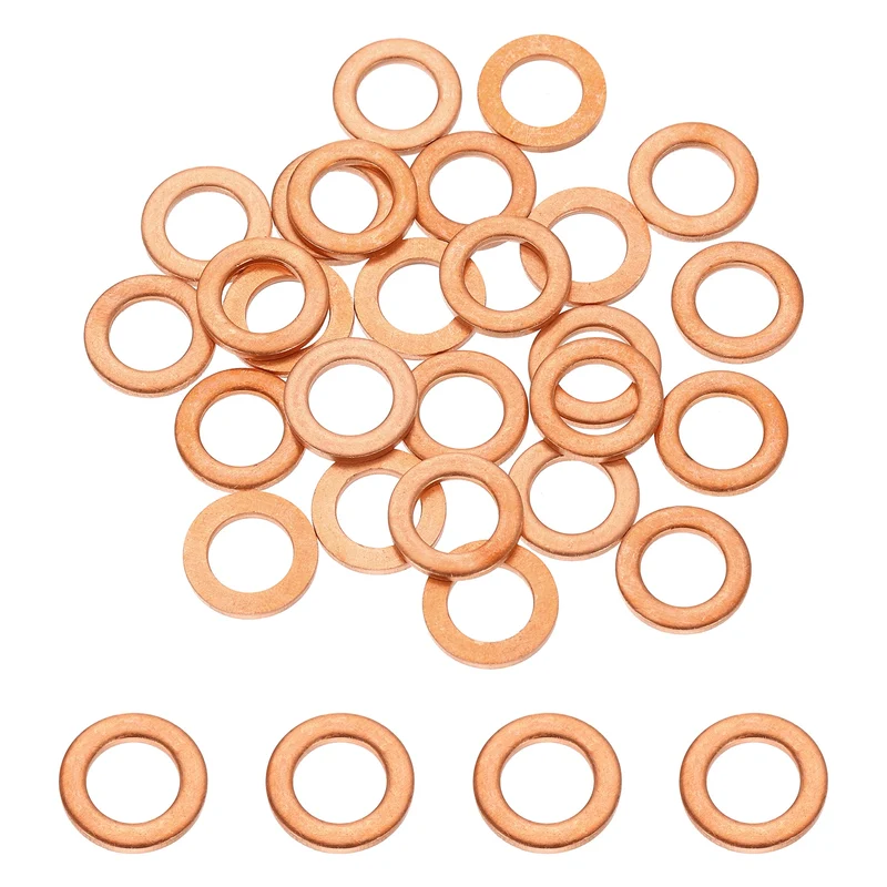32 Pcs M8 Flat Washer, 8mm ID 13mm OD 1.5mm Thickness Copper Sealing Ring