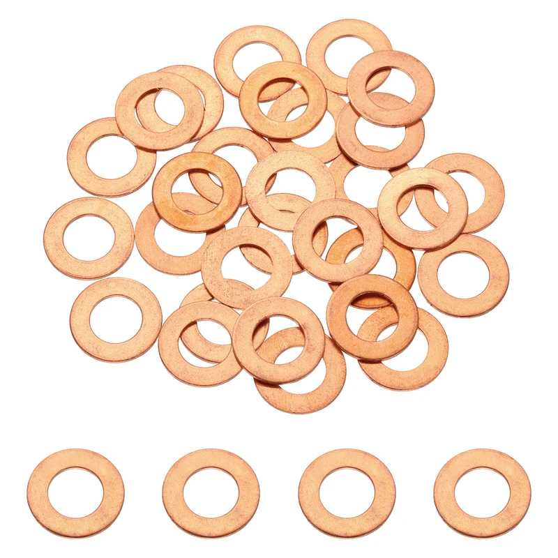 32 Pcs M10 Flat Washer, 10mm ID 18mm OD 1mm Thickness Copper Sealing Ring