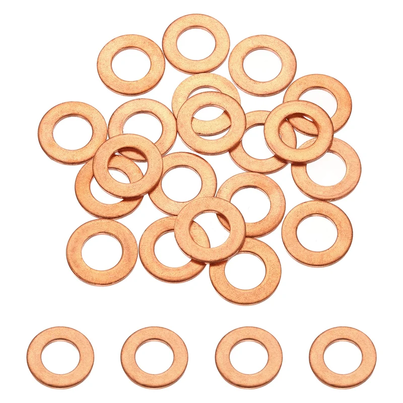 32 Pcs M10 Flat Washer, 10mm ID 18mm OD 1.5mm Thickness Copper Sealing Ring