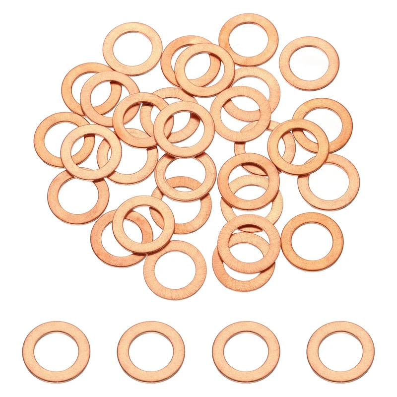 32 Pcs M10 Flat Washer, 10mm ID 16mm OD 1mm Thickness Copper Sealing Ring