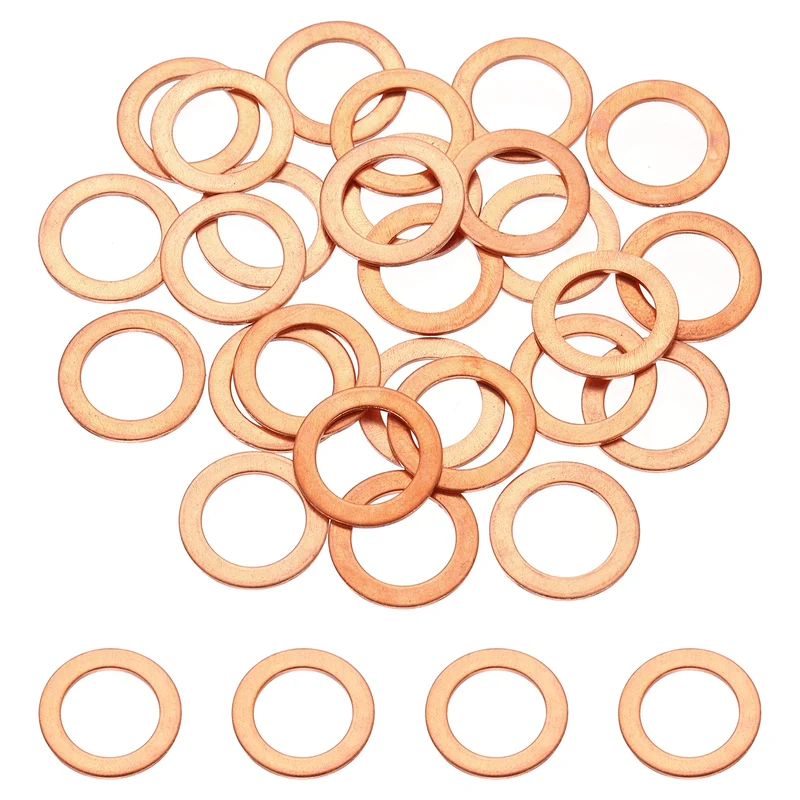 32 Pcs M12 Flat Washer, 12mm ID 18mm OD 1mm Thickness Copper Sealing Ring