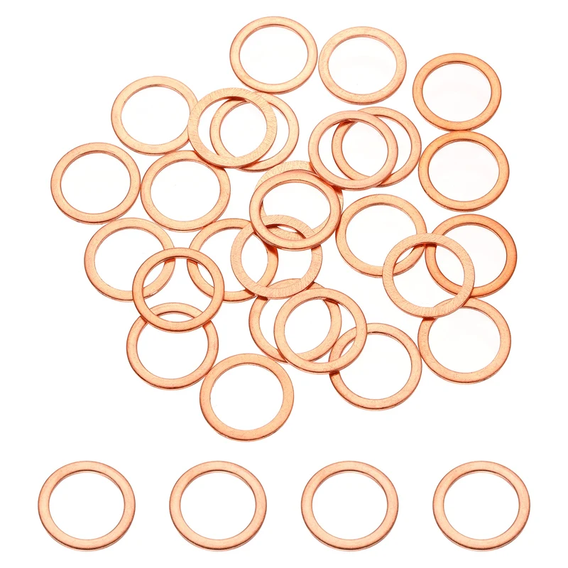 32 Pcs M12 Flat Washer, 12mm ID 16mm OD 1mm Thickness Copper Sealing Ring