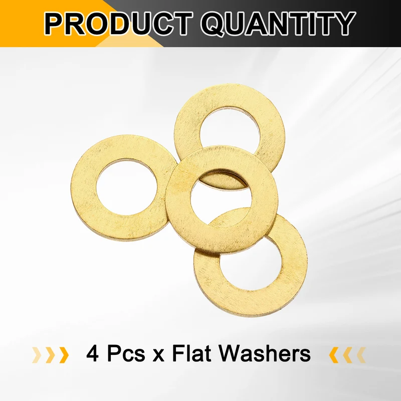 M14x28x2.5mm Flat Washer, 4PCS Brass Automotive Drain Plug Gasket, Golden