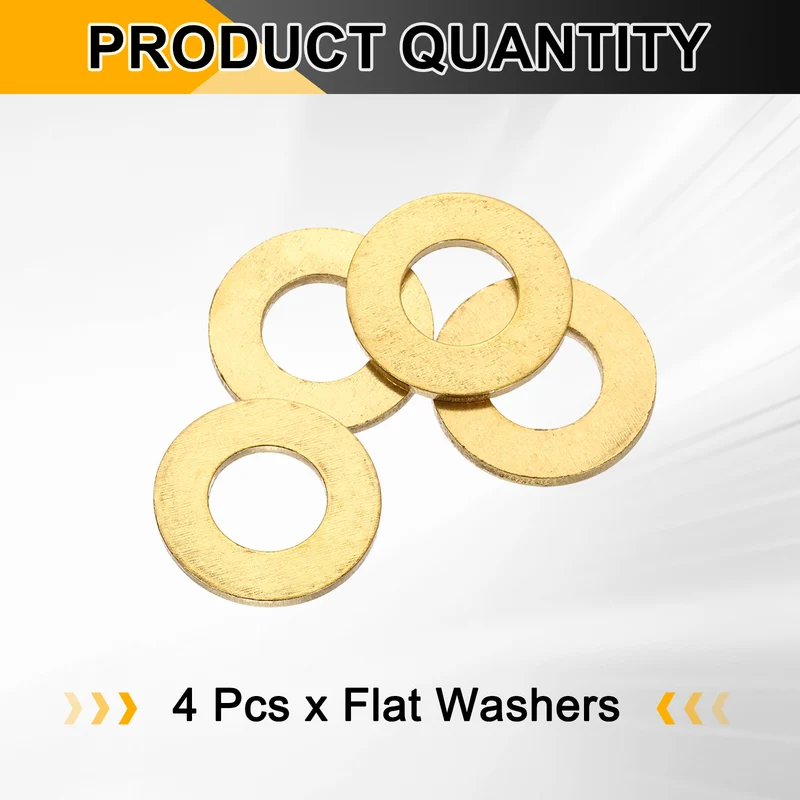 M12x24x2.5mm Flat Washer, 4PCS Brass Automotive Drain Plug Gasket, Golden