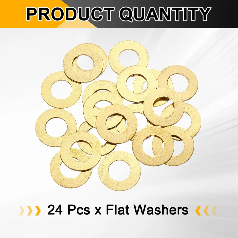 M12x24x1mm Flat Washer, 24PCS Brass Automotive Drain Plug Gasket, Golden