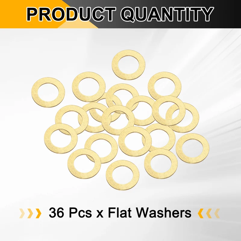 M12x20x0.8mm Flat Washer, 36PCS Brass Automotive Drain Plug Gasket, Golden