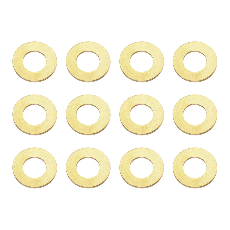 M10x20x2mm Flat Washer, 12PCS Brass Automotive Drain Plug Gasket, Golden