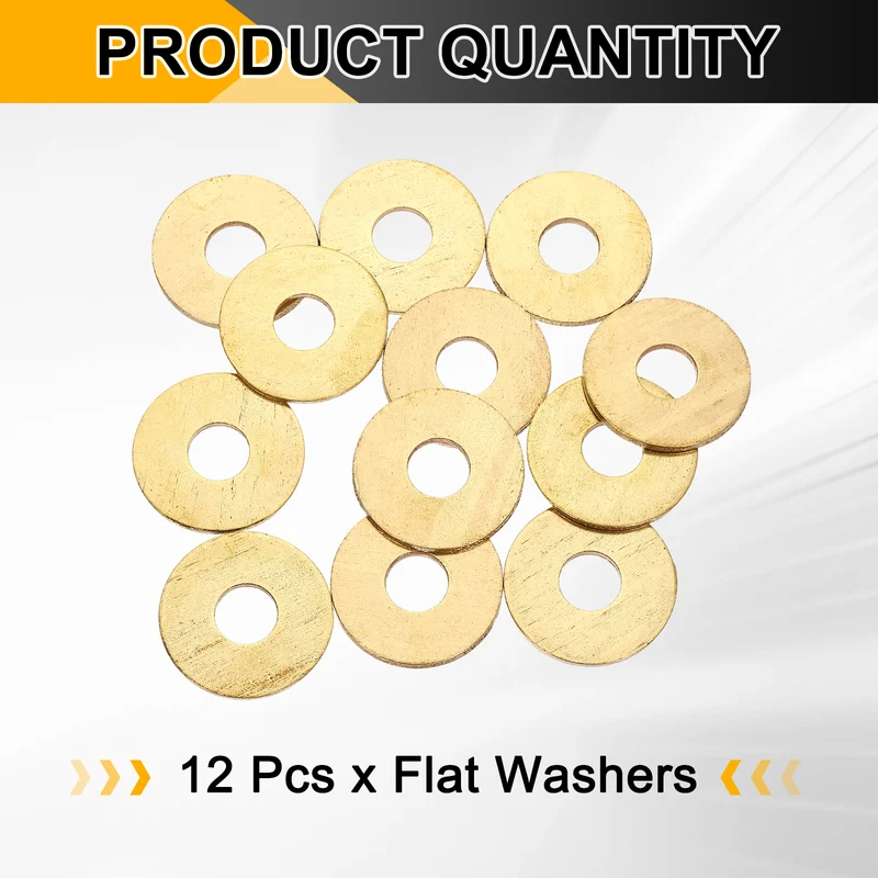 M8x24x1.5mm Flat Washer, 12PCS Brass Automotive Drain Plug Gasket, Golden
