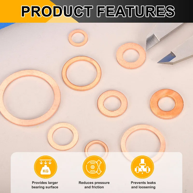 42pcs Copper Flat Washers M10x18x1.5mm Sealing Ring Plug Gaskets
