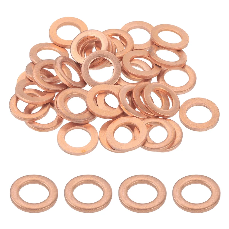 66pcs Copper Flat Washers M8x12x1mm Sealing Ring Plug Gaskets
