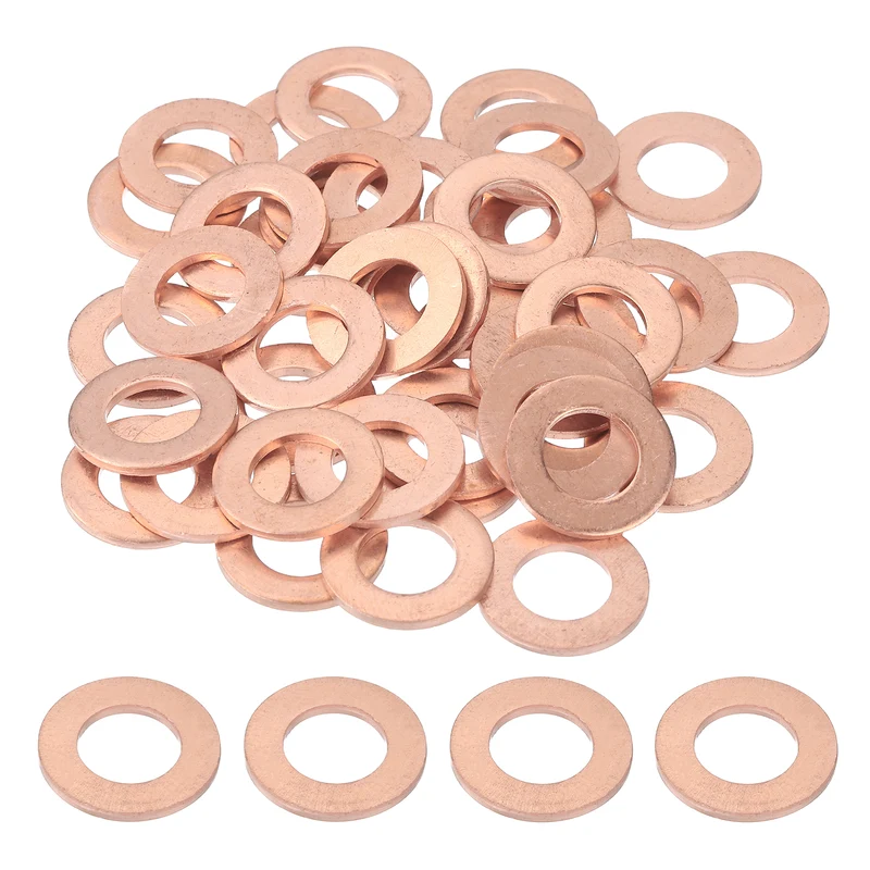 66pcs Copper Flat Washers M10x18x1mm Sealing Ring Plug Gaskets