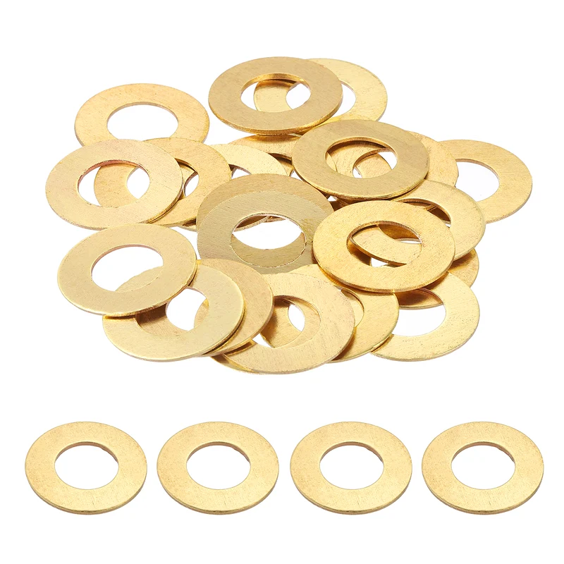 Flat Washers, (M12x24x1.2mm, Golden) (25 Pcs), Brass Sealing Gasket Rings
