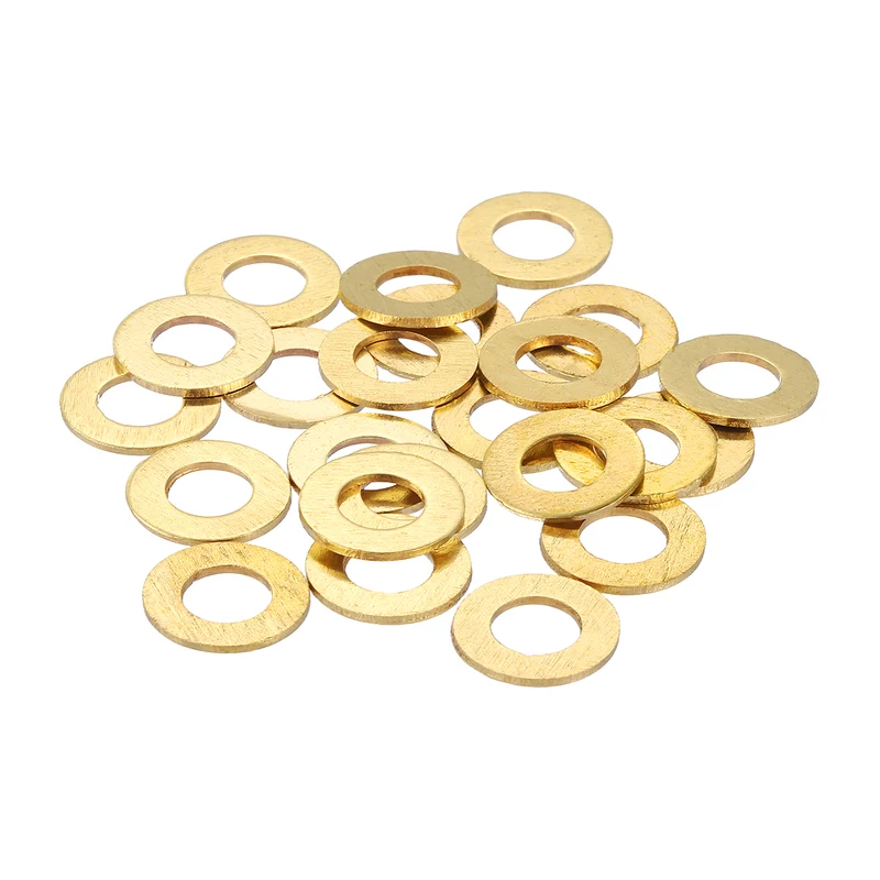 Flat Washers, (M6x12x1.5mm, Golden) (16 Pcs), Brass Sealing Gasket Rings